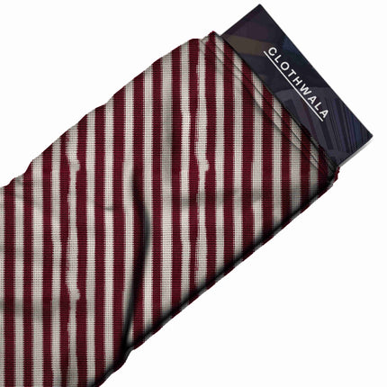 deep burgundy stripes fabric detail — textured finish digital print closeup