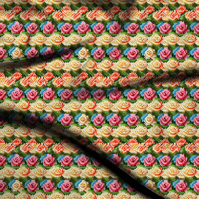 Dusty Rose Floral Digital Print Fabric | Kurti Kaftan Dress | Summer Wear | Cottagecore | Poly Rayon Print - 712