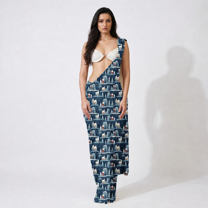 Midnight Blue Other Digital Print Fabric for Gharara | Urban Artwear - Image 4