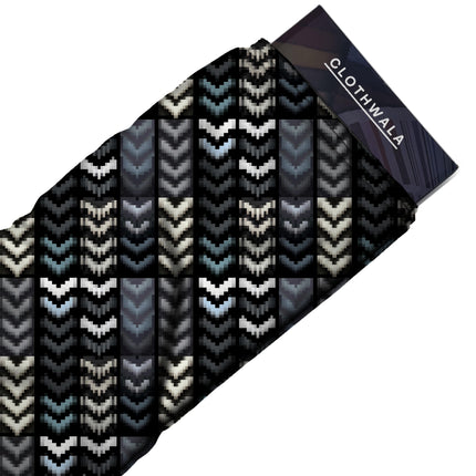 charcoal grey geometric fabric detail — textured finish digital print closeup
