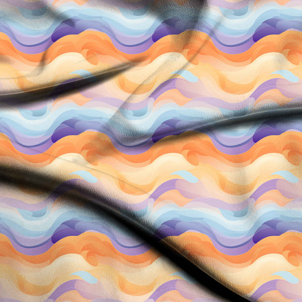 Apricot Orange Layered abstract waves in a Jumpsuit Fabric