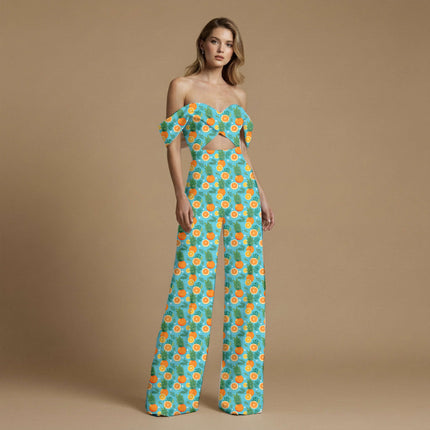 turquoise blue tropical all-over print pattern — medium scale repeat layout