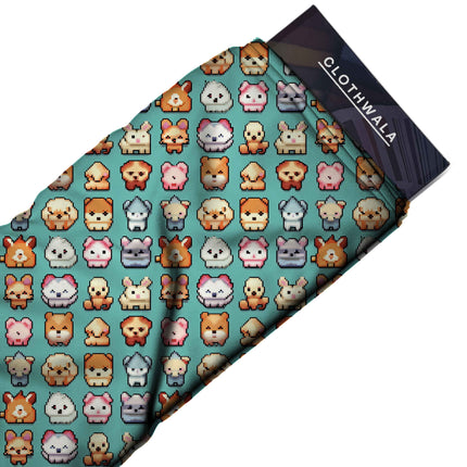 seafoam green animal all-over print pattern — fine scale repeat layout
