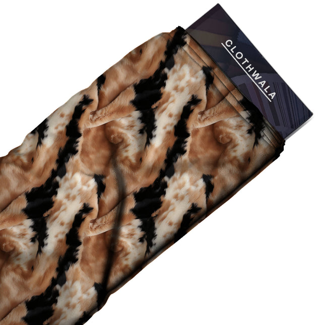 caramel brown animal print fabric draped — kaftan styling