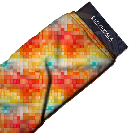 tangerine geometric all-over print pattern — fine scale repeat layout