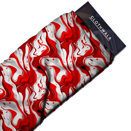 scarlet red abstract all-over print pattern — large scale repeat layout