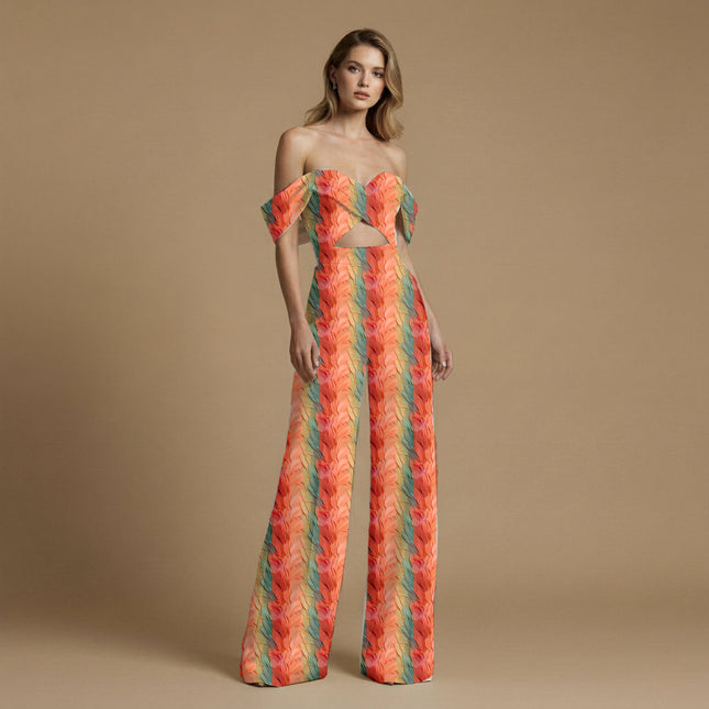 salmon pink animal print fabric draped — scarf styling