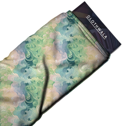 seafoam green abstract fabric detail — matte finish digital print closeup