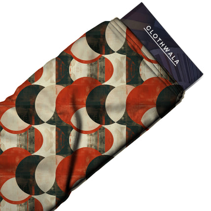 burnt sienna geometric all-over print pattern — large scale repeat layout