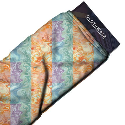apricot abstract fabric detail — textured finish digital print closeup