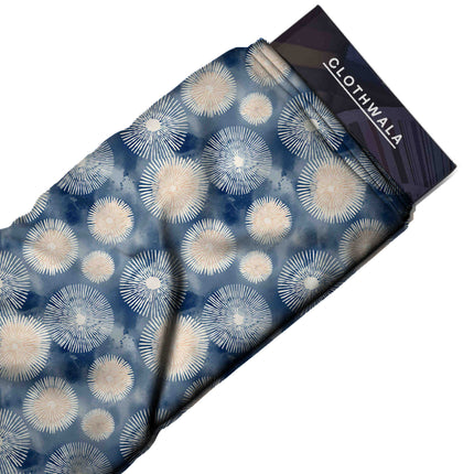 cobalt blue floral all-over print pattern — medium scale repeat layout