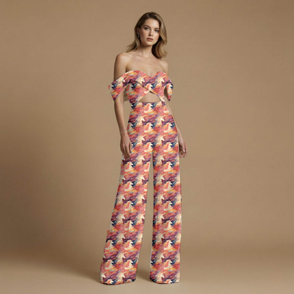 Dusty Rose Dreamy Unicorns Amidst Swirling Cosmic Print Fabric