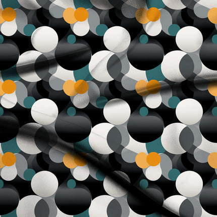 jet black geometric digital print fabric texture — medium scale closeup