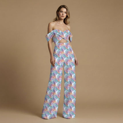 serene blue abstract all-over print pattern — large scale repeat layout