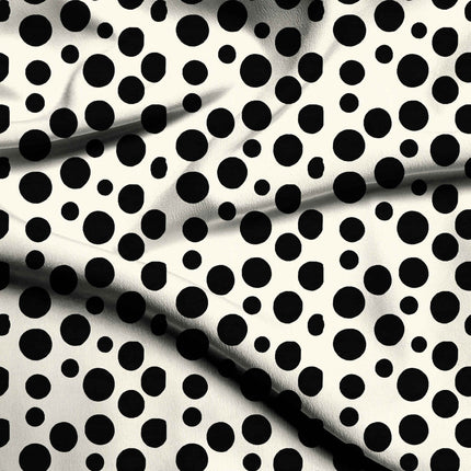 ivory cream polka digital print fabric texture — medium scale closeup