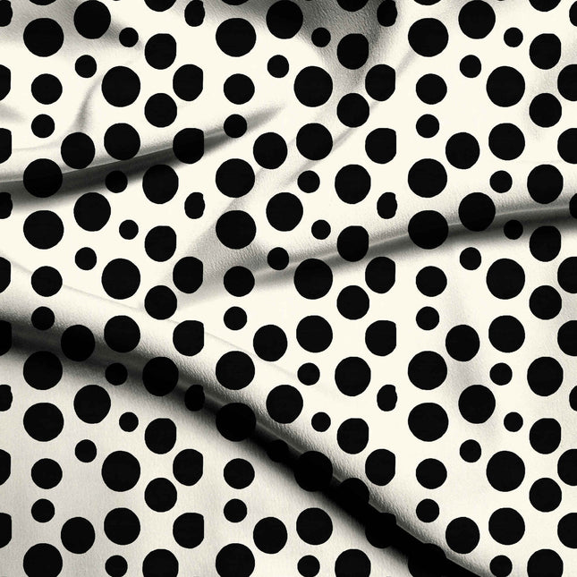 ivory cream polka digital print fabric texture — medium scale closeup