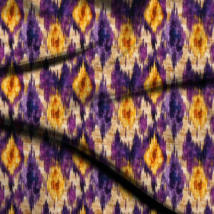 royal purple ethnic digital print fabric texture — medium scale closeup