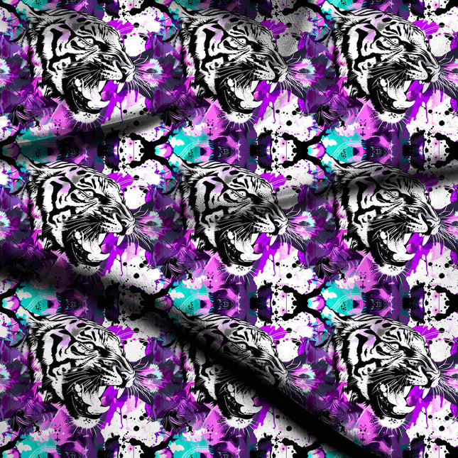 electric purple animal digital print fabric texture — large scale closeup