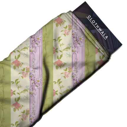 sage green floral fabric detail — textured finish digital print closeup