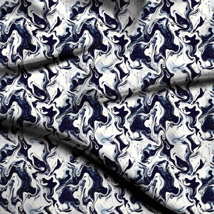 midnight navy abstract digital print fabric texture — large scale closeup