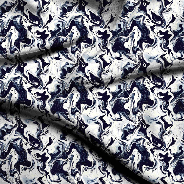 midnight navy abstract digital print fabric texture — large scale closeup