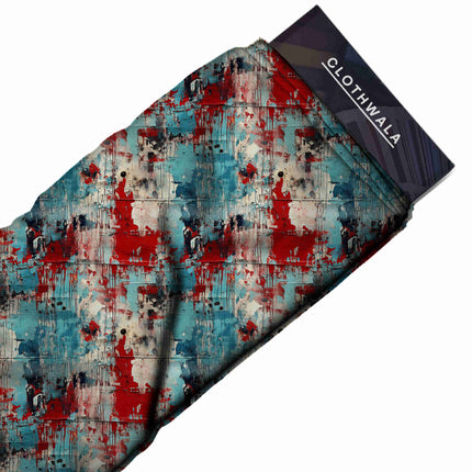 cobalt blue abstract all-over print pattern — large scale repeat layout