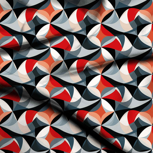burnt orange geometric digital print fabric texture — medium scale closeup