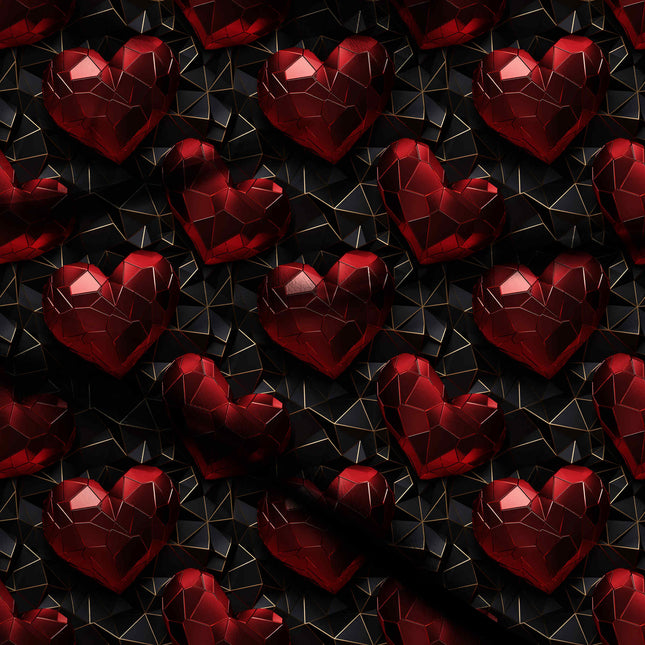 ruby red geometric digital print fabric texture — medium scale closeup