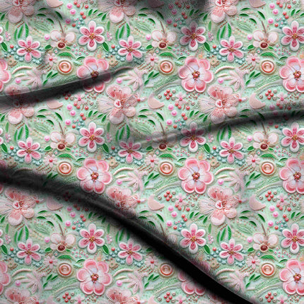 dusty rose floral digital print fabric texture — medium scale closeup