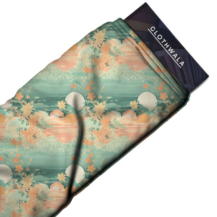 mint green floral all-over print pattern — medium scale repeat layout