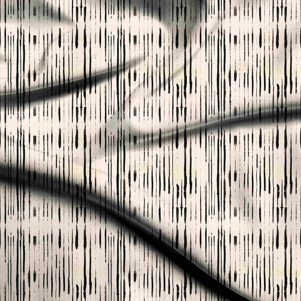 Ivory Cream Abstract Distressed Vertical Lines Print Fabric
