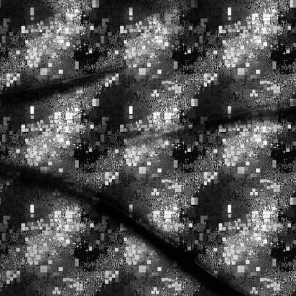jet black abstract digital print fabric texture — medium scale closeup