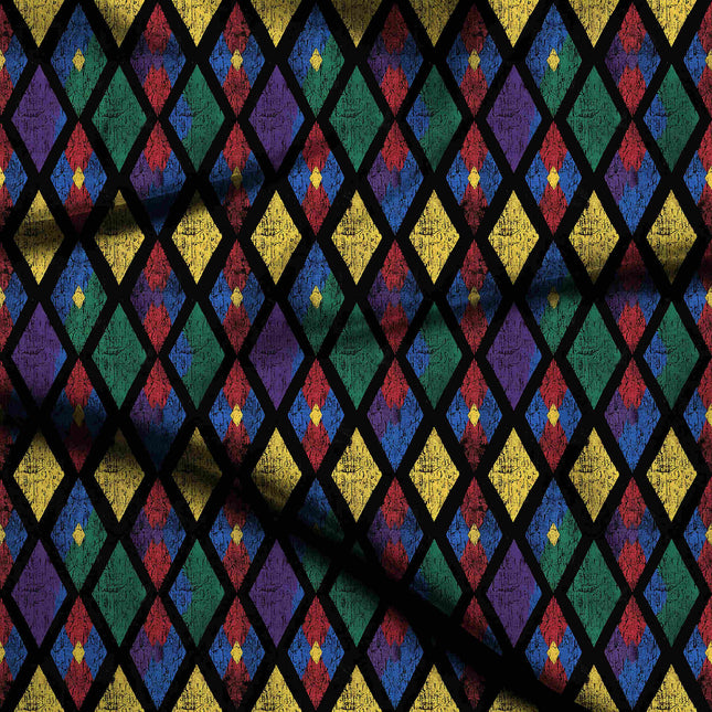 forest green geometric digital print fabric texture — large scale closeup