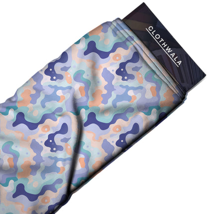 indigo abstract print fabric draped — co-ord set styling