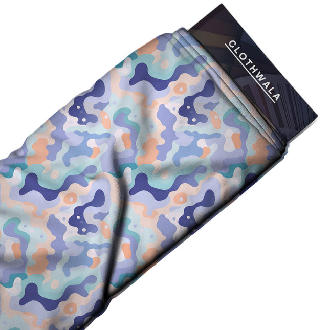 indigo abstract print fabric draped — co-ord set styling