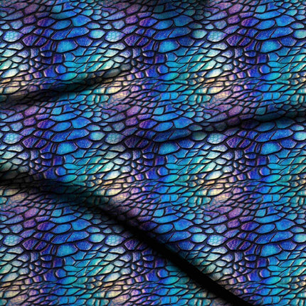 cobalt blue animal digital print fabric texture — medium scale closeup