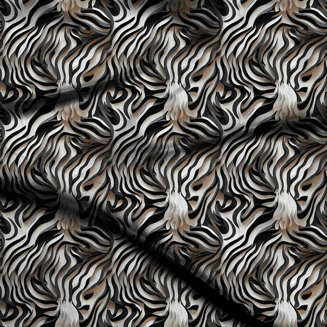 jet black animal digital print fabric texture — oversized scale closeup