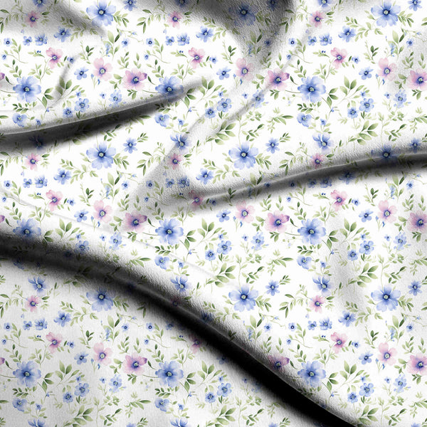 Ivory Cream Delicate Scattered Watercolor Floral Motif Print Fabric