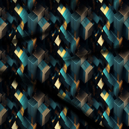 petrol teal geometric digital print fabric texture — medium scale closeup