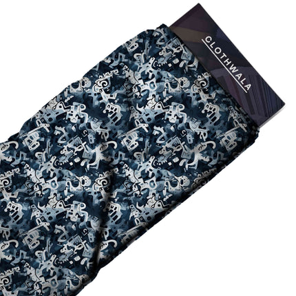 midnight blue abstract all-over print pattern — medium scale repeat layout