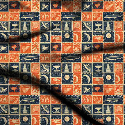 indigo blue other digital print fabric texture — medium scale closeup