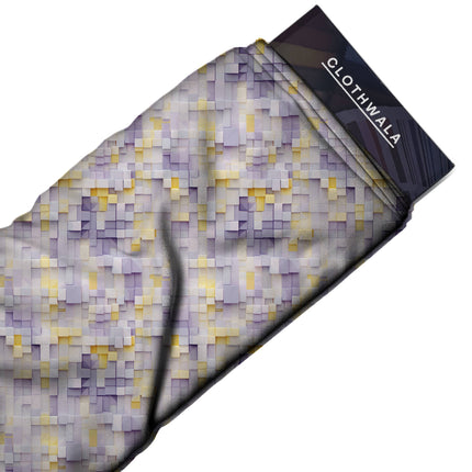 lavender mist geometric print fabric draped — kaftan styling