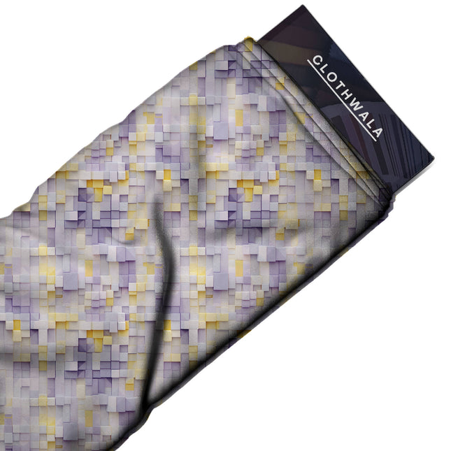 lavender mist geometric print fabric draped — kaftan styling