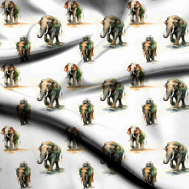 forest green ethnic digital print fabric texture — large scale closeup
