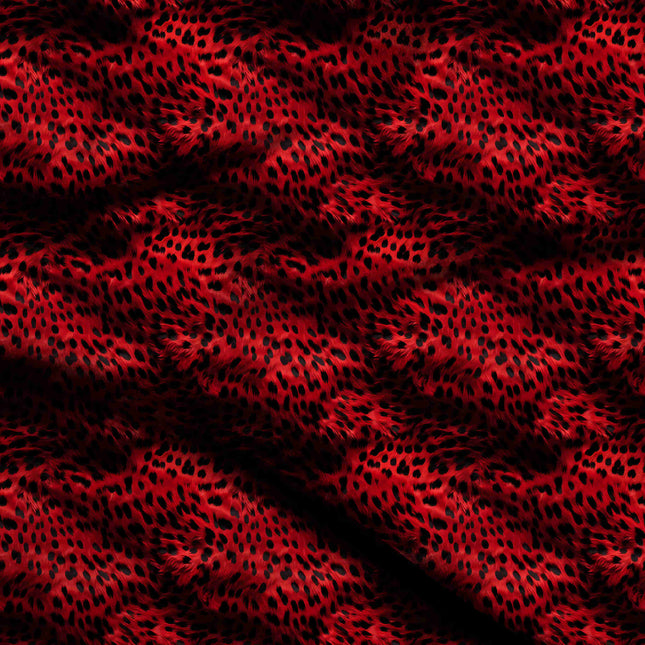 crimson red animal digital print fabric texture — large scale closeup