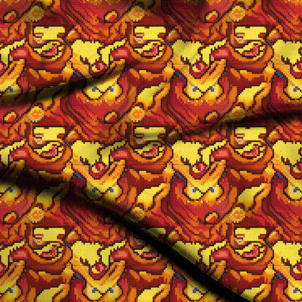 saffron yellow abstract digital print fabric texture — medium scale closeup