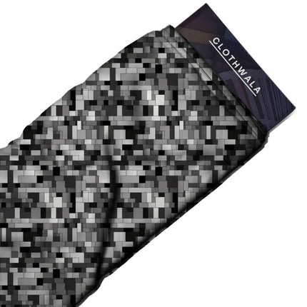 jet black geometric all-over print pattern — medium scale repeat layout