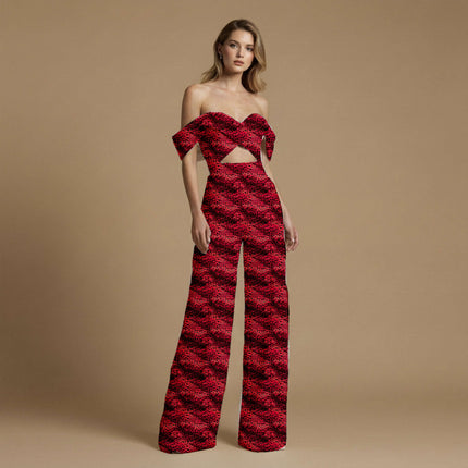 crimson red animal fabric detail — textured finish digital print closeup
