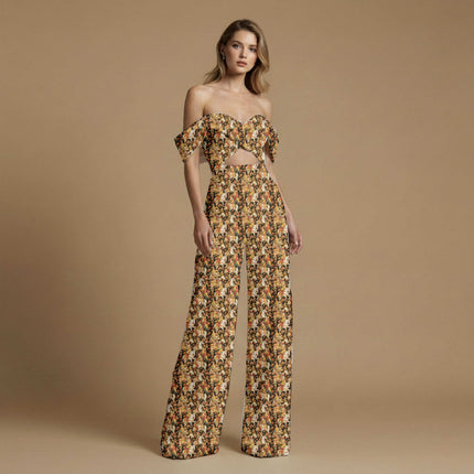 ivory cream floral print fabric draped — kurta set styling