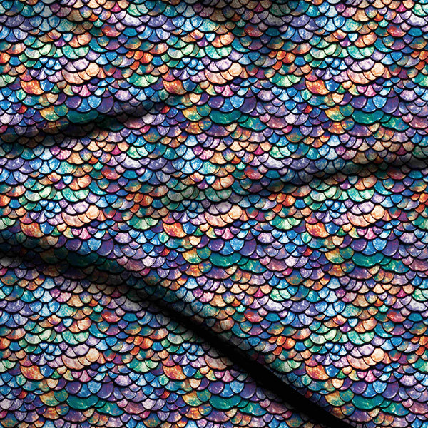 Amethyst Purple Iridescent Multi-color Fantasy Mermaid Scale Print Fabric